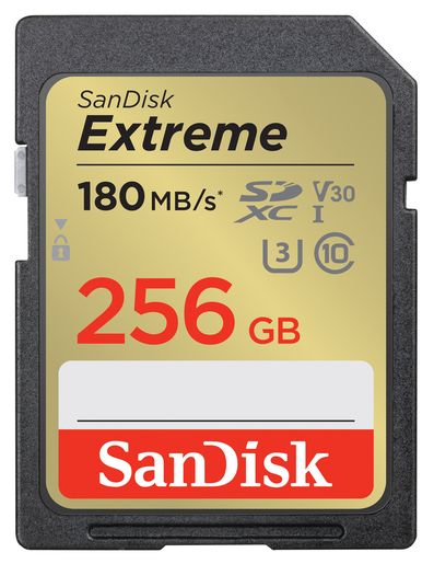 SanDisk 256 GB SDXC Extreme 180MB/s V30 UHS-I U3, Class 10 Speicherkarte
