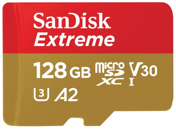 SanDisk Extreme 128GB microSDXC 190 MB/s UHS-I, C10, U3, V30, A2 + SD Adapter
