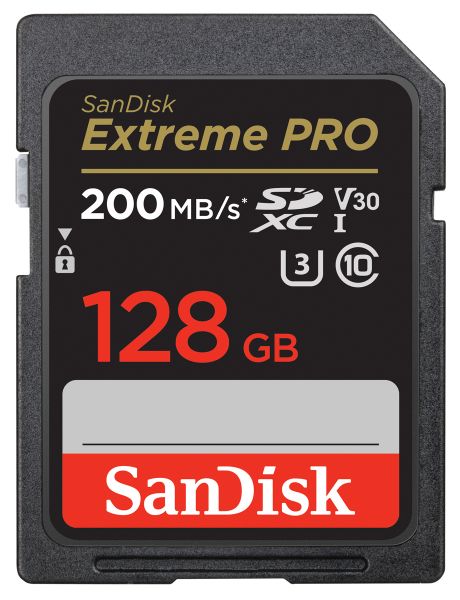 SanDisk 128 GB SDXC ExtremePro 200MB/s V30 UHS-I U3, Class 10 Speicherkarte
