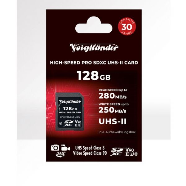 Prof.Highspeed SDXC 128GB UHS-II, CI10 , U3, V90 (280/250MB/s)