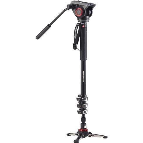 Manfrotto Video-Einbeinstativ Aluminium mit Fluid-Kopf, 4 Segmente